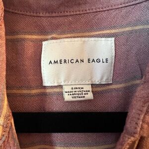 American Eagle Tie Front Strip Button Up